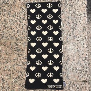 Moschino scarf black with peace signs